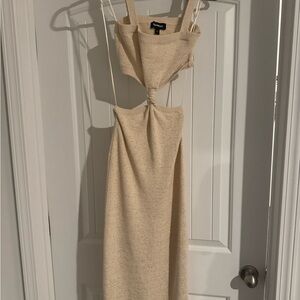 Express Cream Backless Knit Dress
